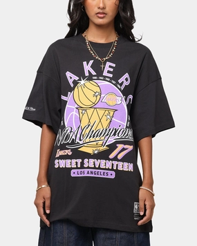 Mitchell & Ness Los Angeles Lakers Champions Report "Champ Pack" T-Shirt Faded Black Soft Touch Feel