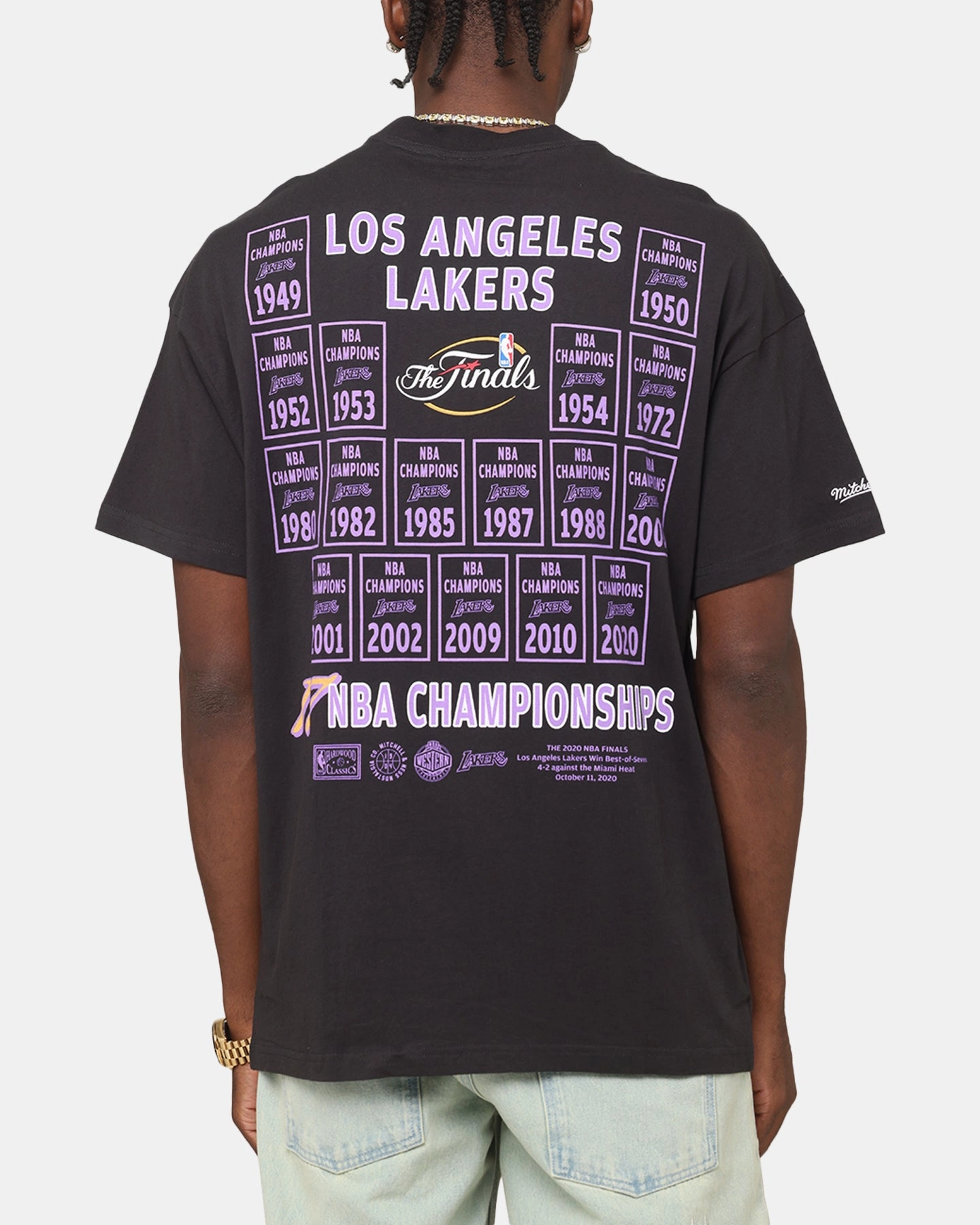Mitchell & Ness Los Angeles Lakers Champions Report "Champ Pack" T-Shirt Faded Black Ultra Soft Handfeel Reinforced Hems