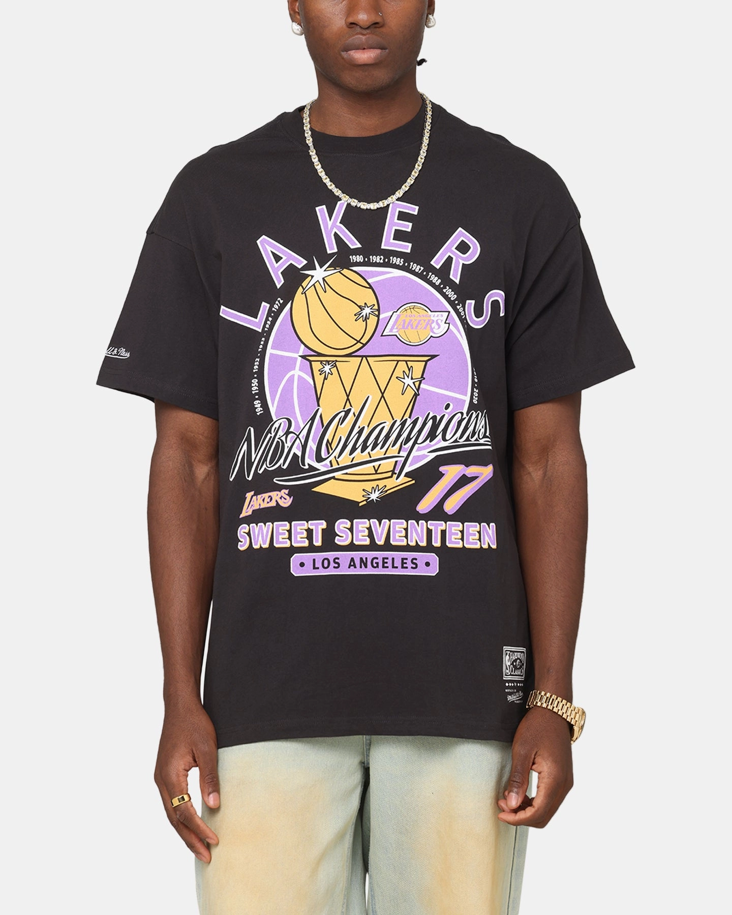 FlexibleWaistband Mitchell & Ness Los Angeles Lakers Champions Report "Champ Pack" T-Shirt Faded Black