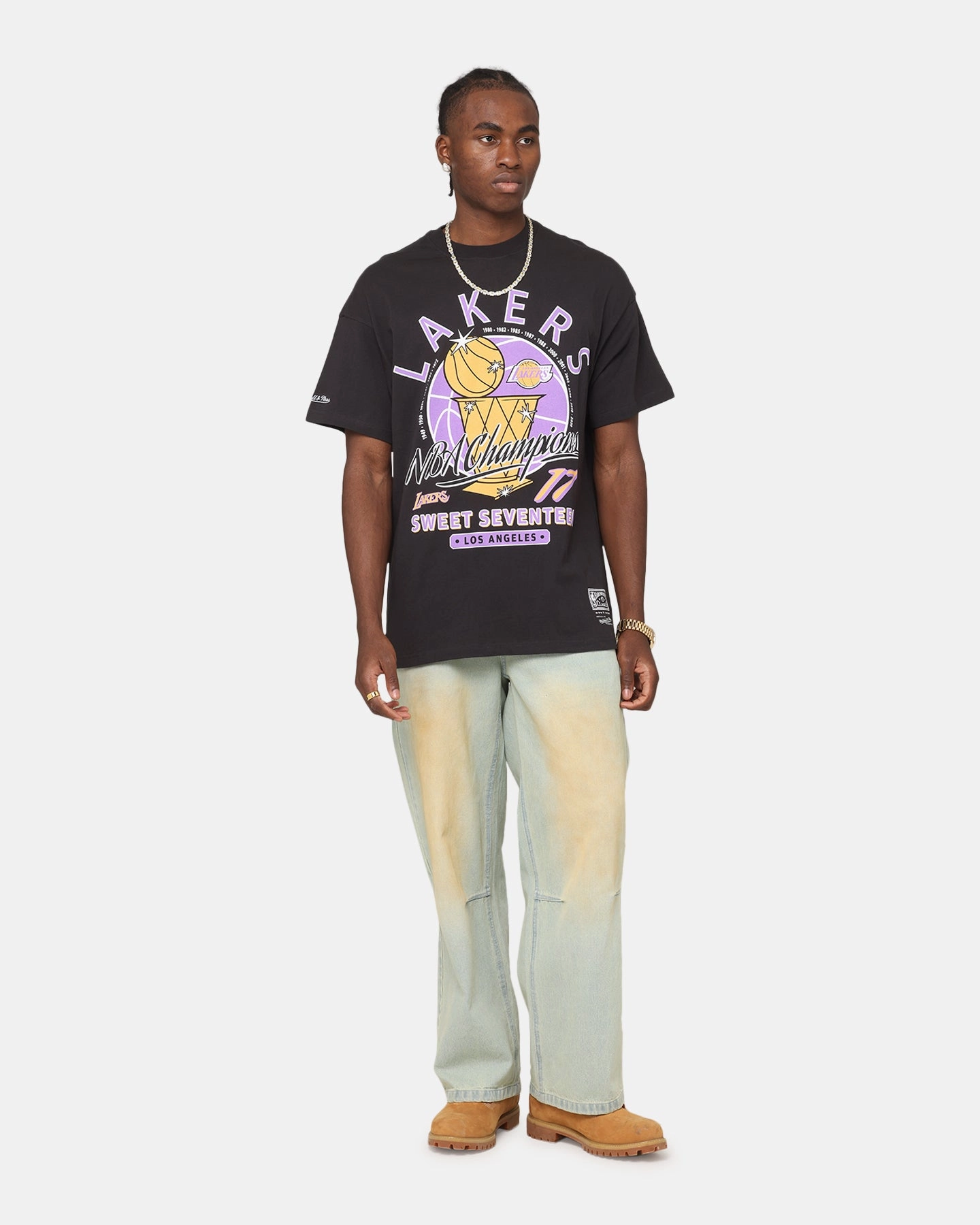 Mitchell & Ness Los Angeles Lakers Champions Report "Champ Pack" T-Shirt Faded Black NonFade Dye