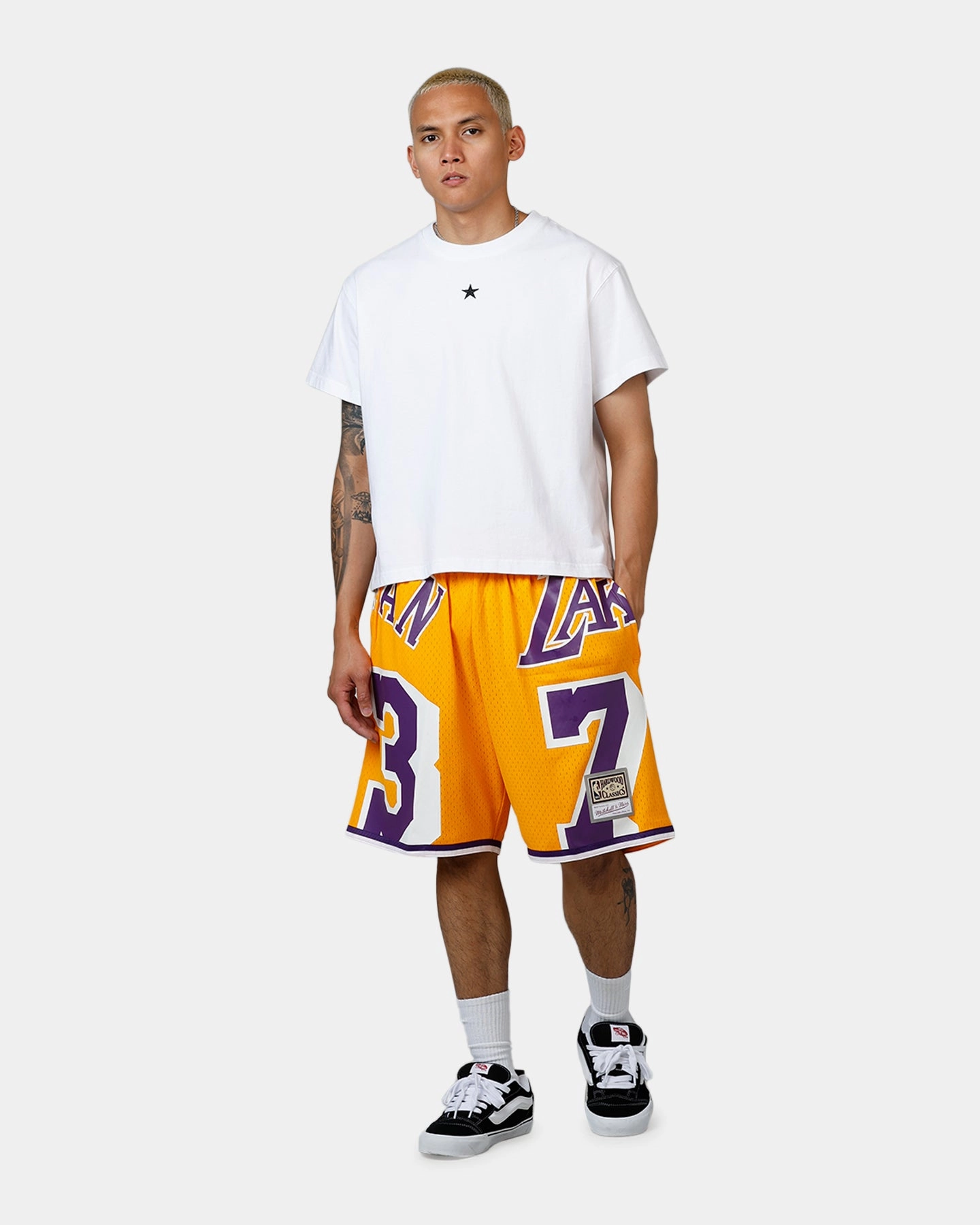 Mitchell & Ness Los Angeles Lakers Dennis Rodman Maxxed Out Shorts Yellow/Purple DropShoulder
