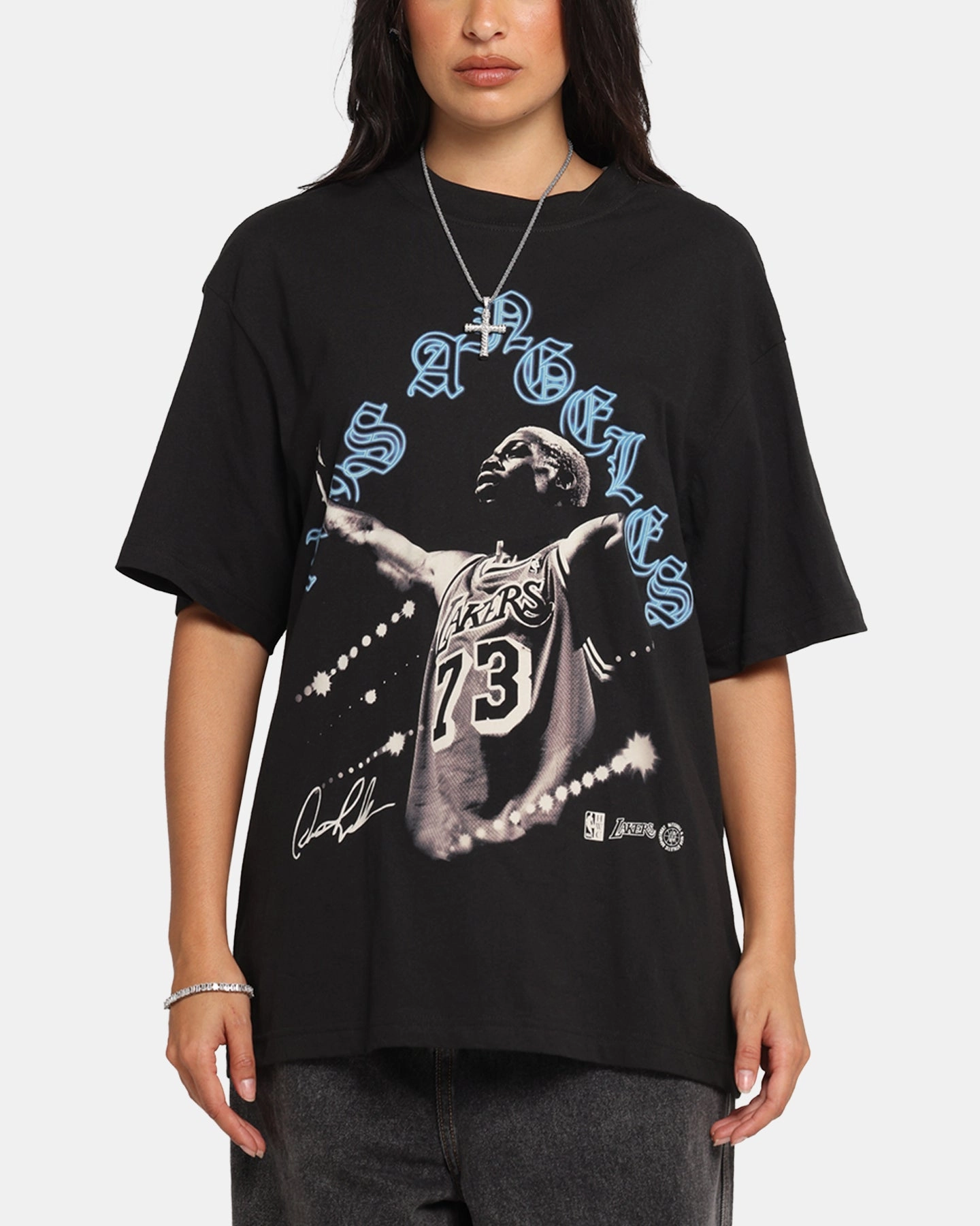 Breathable mesh panel Mitchell & Ness Los Angeles Lakers Dennis Rodman Xray Glow T-Shirt Black