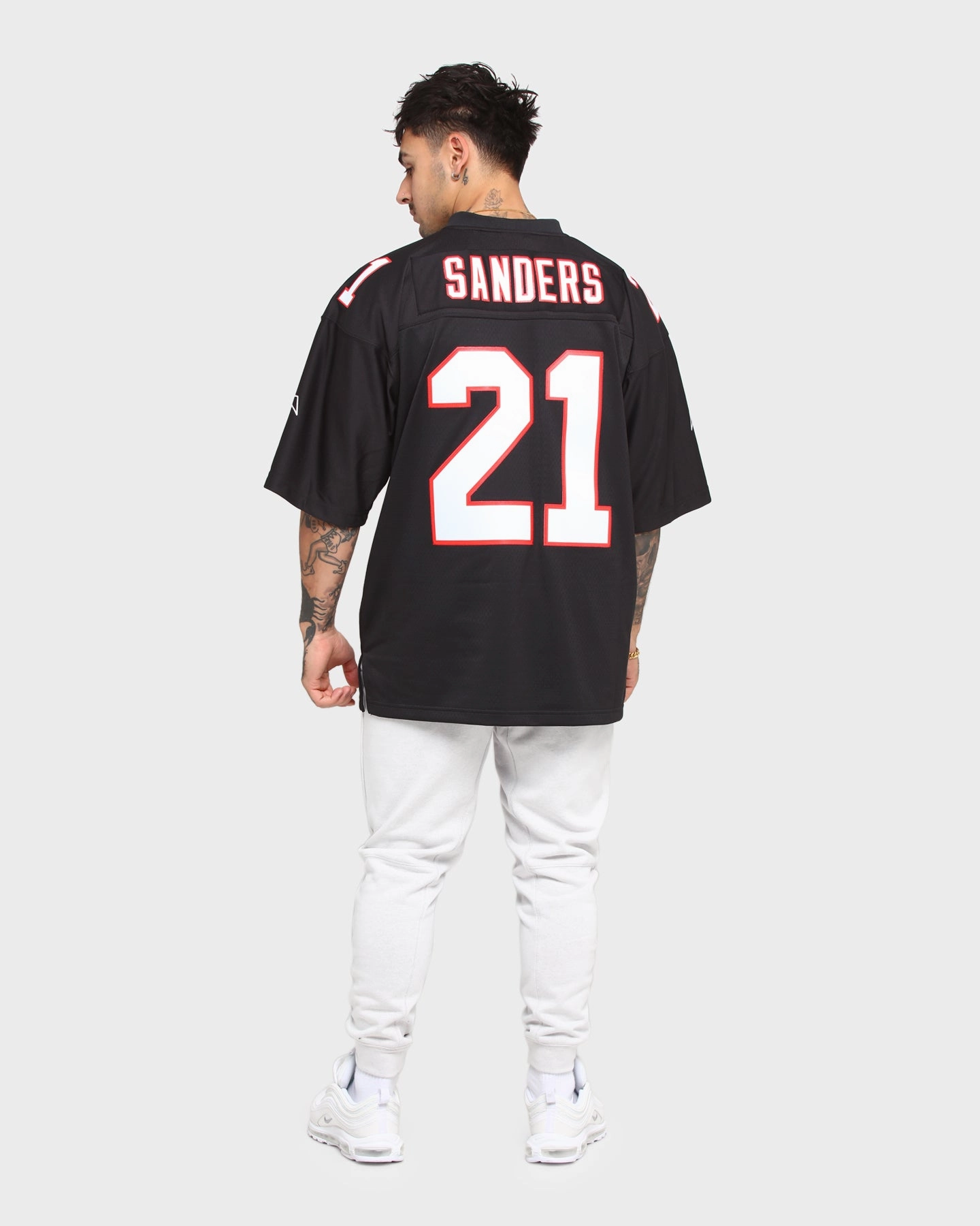MItchell & Ness Men's Atlanta Falcons Deion Sanders #21 Legacy Jersey Black Tapered Side Panels DoubleStitched Construction