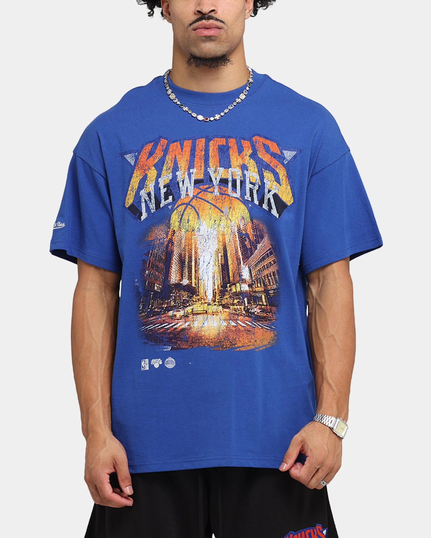 Stretch Fit Top Mitchell & Ness New York Knicks The Garden T-Shirt Blue