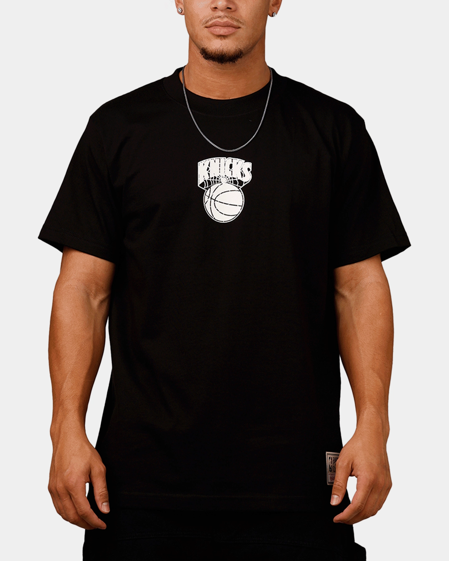 Mitchell & Ness New York Knicks Web T-Shirt Black Fade Resistant Coating Eco Friendly Material