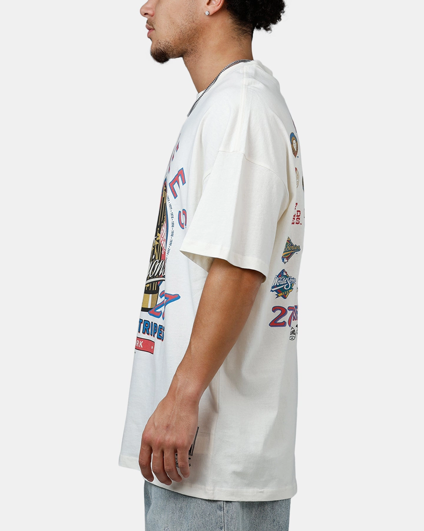 Mitchell & Ness New York Yankees Championship Report "Champ Pack" T-Shirt Egret MoistureManagementSystem Minimalist Detailing