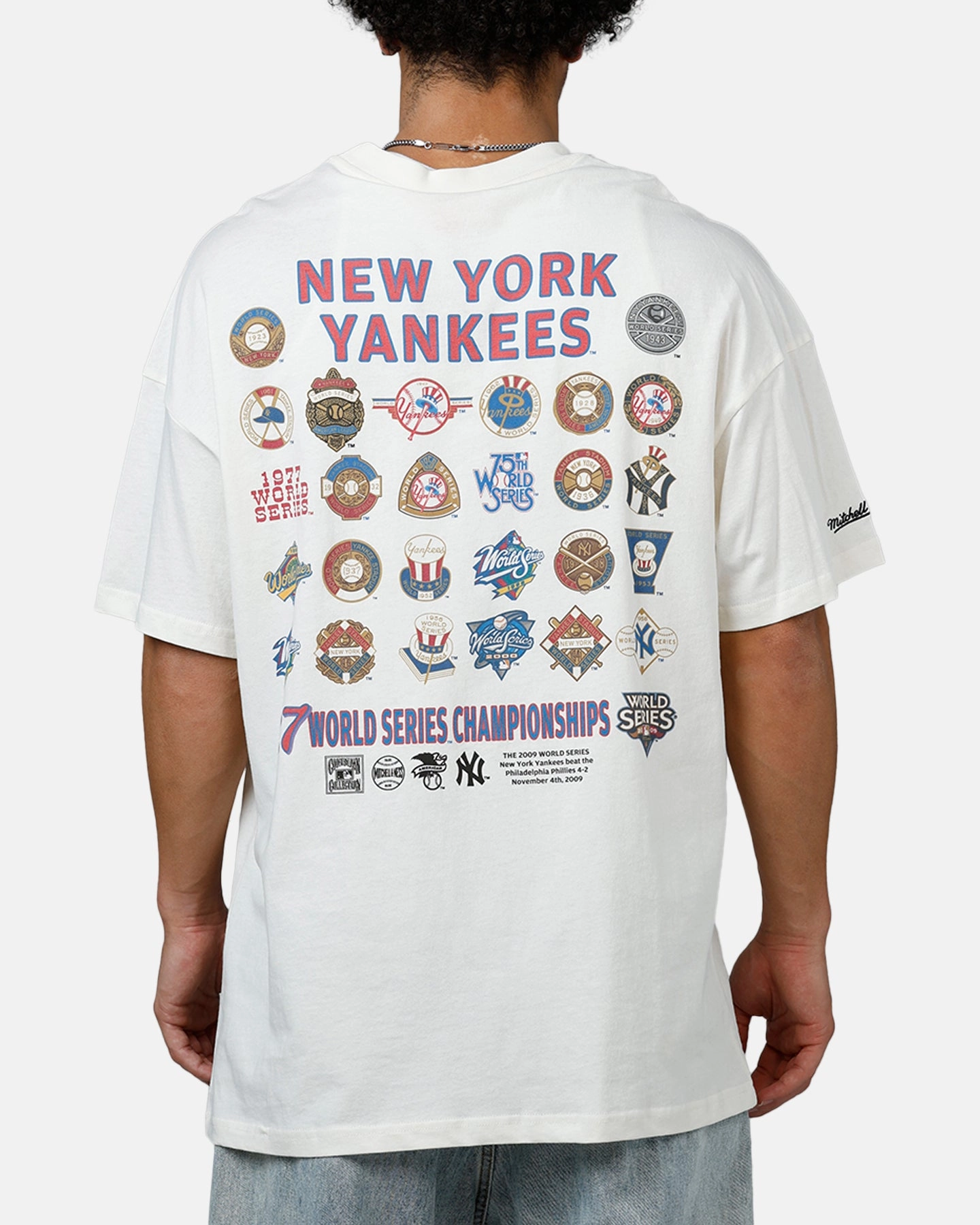 Circular Knit Technology Mitchell & Ness New York Yankees Championship Report "Champ Pack" T-Shirt Egret