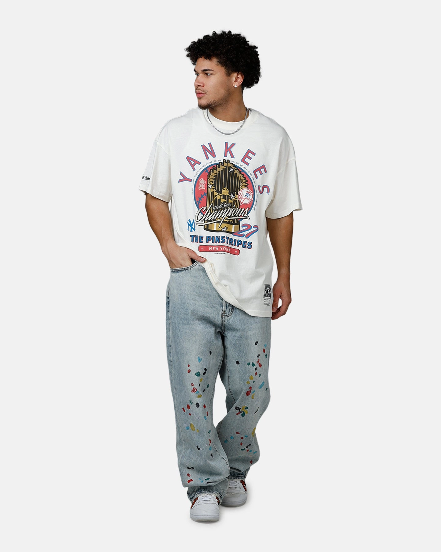 Workout Apparel Mitchell & Ness New York Yankees Championship Report "Champ Pack" T-Shirt Egret