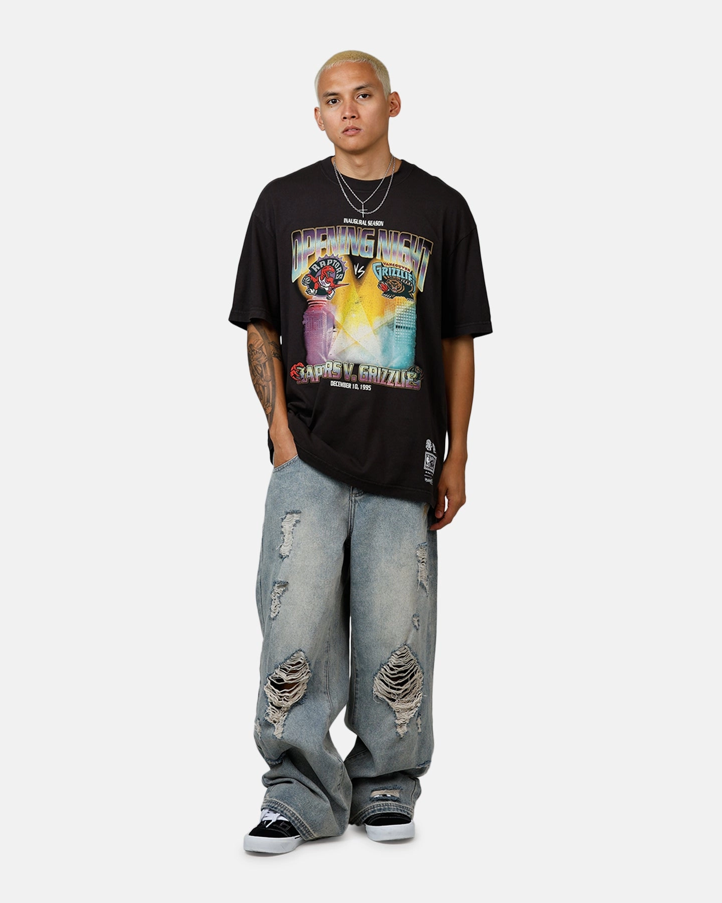 Mitchell & Ness Opening Night T-Shirt Overdyed Black WaterRepellent Finish