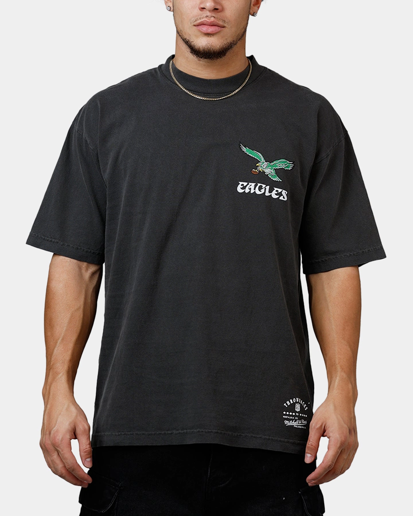 TexturedSurface LightweightDesign Mitchell & Ness Philadelphia Eagles Alter Ego Vintage T-Shirt Faded Black