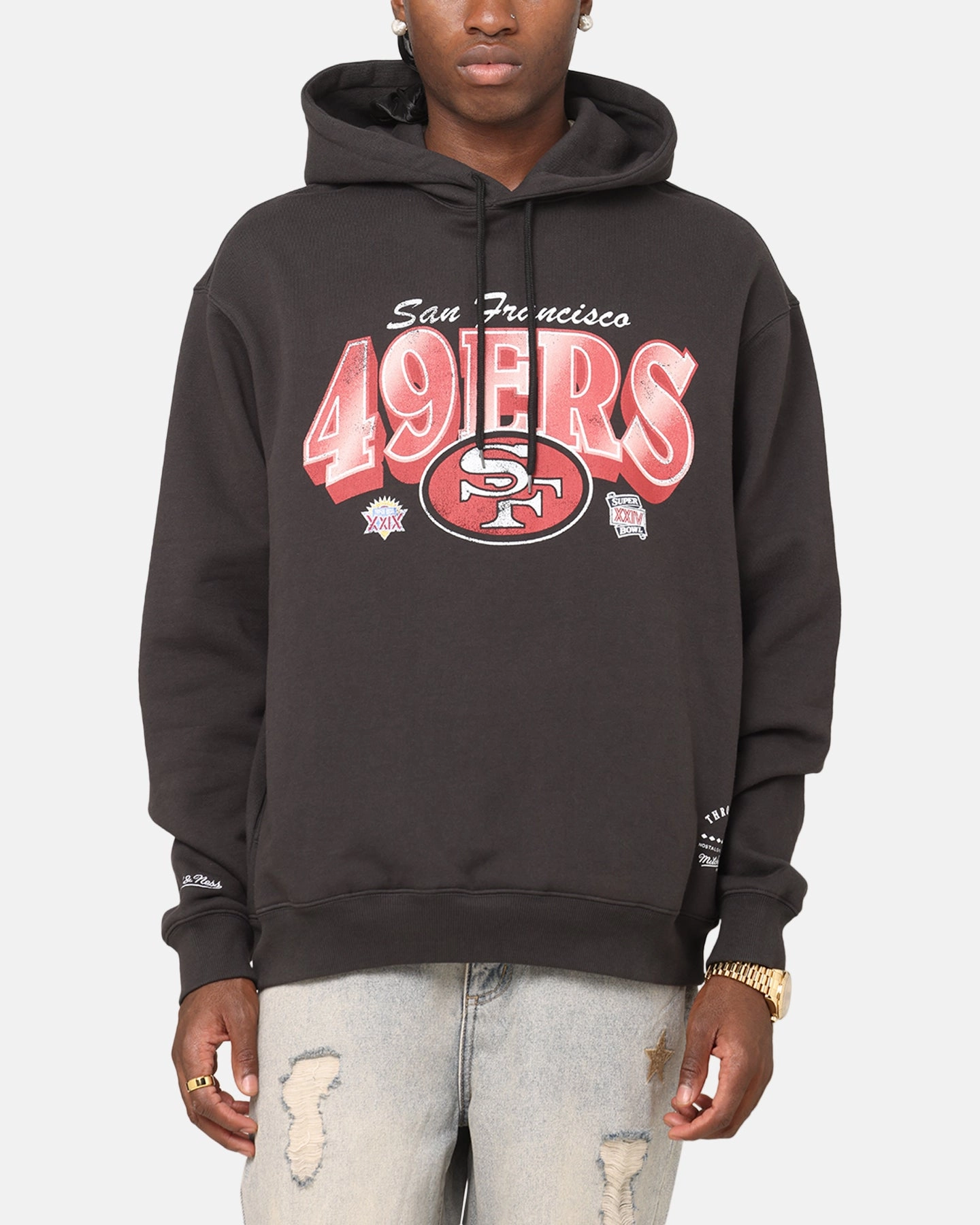Casual Blouse Mitchell & Ness San Francisco 49ers Arch Hoodie Faded Black