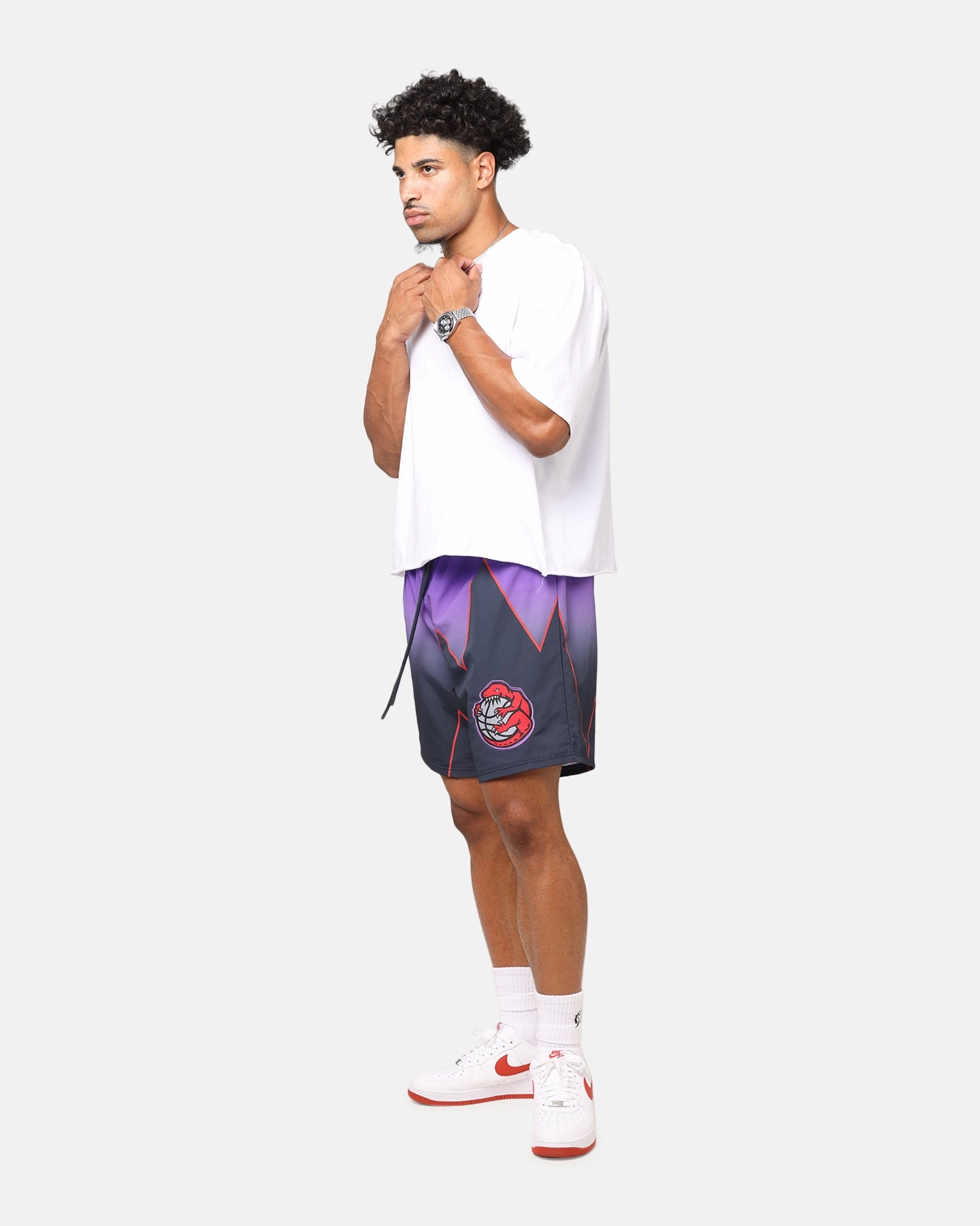 Minimal Waist Flexible Look Mitchell & Ness Toronto Raptors 30 Year Shorts Black/Purple