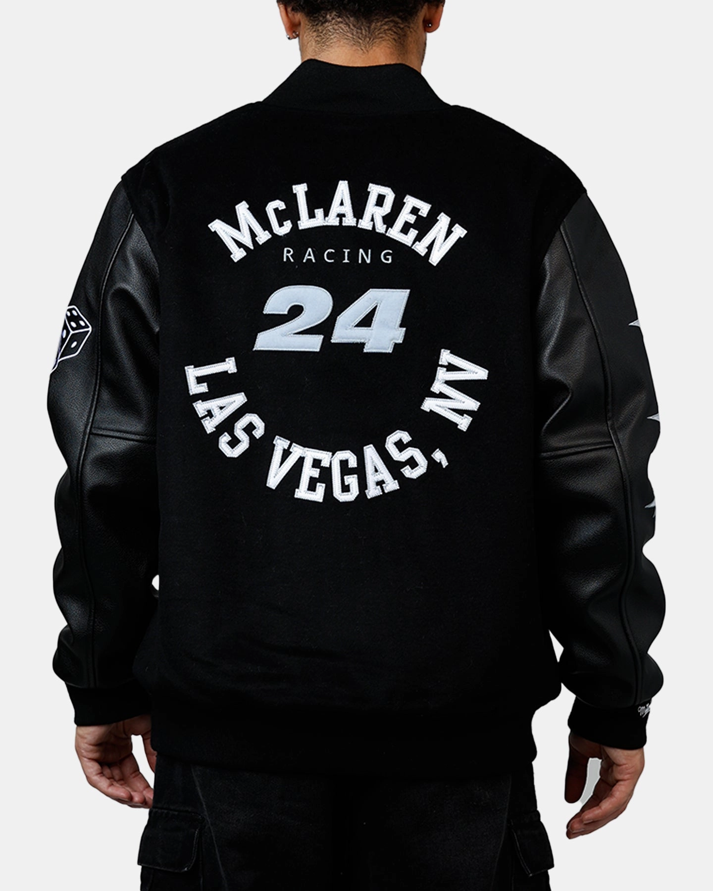 Mitchell & Ness X Mclaren 'Vegas Grad Prix 2024' Varsity Jacket Black HybridLayerCompatibility