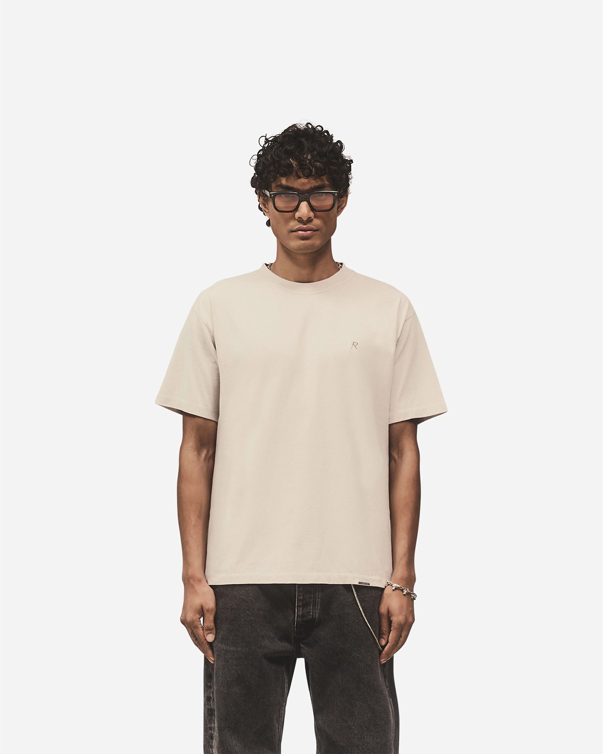 Metal Initial R T-Shirt - Concrete Geometric Print