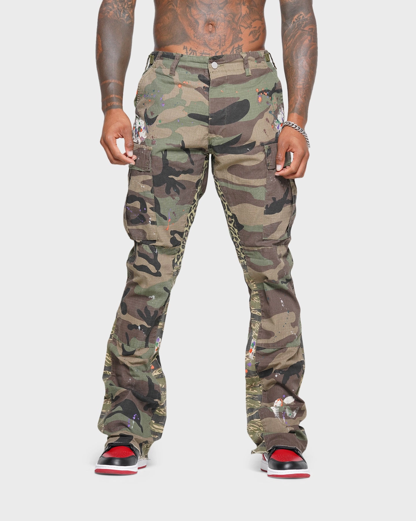 MNML Bootcut Contrast Cargo Pants Camo Hygienic Inner Layer