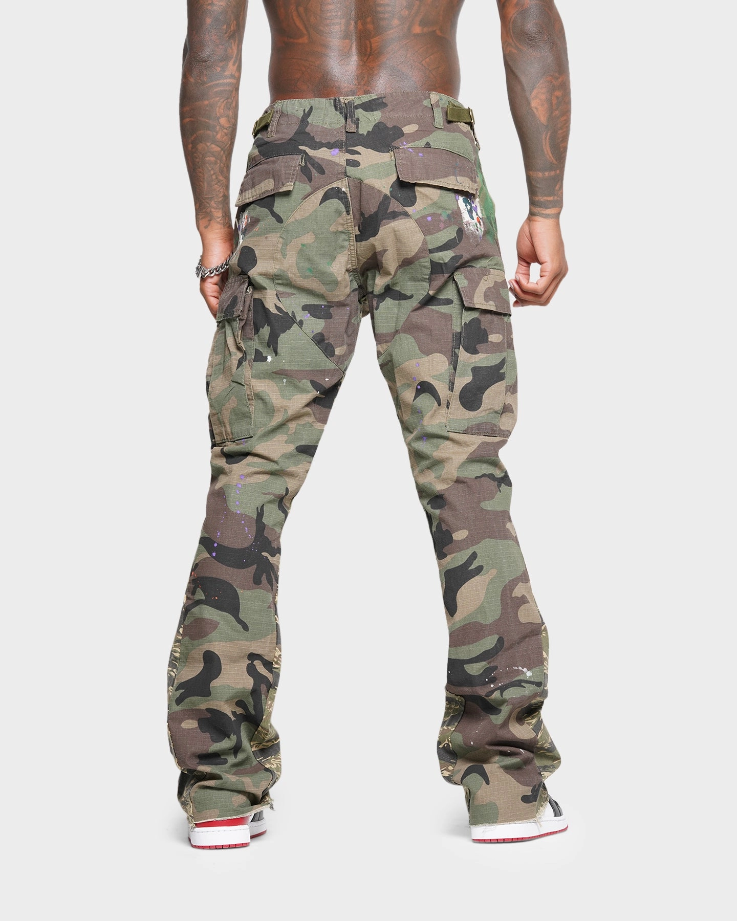 MNML Bootcut Contrast Cargo Pants Camo Comfy Movement Fit Boho chic