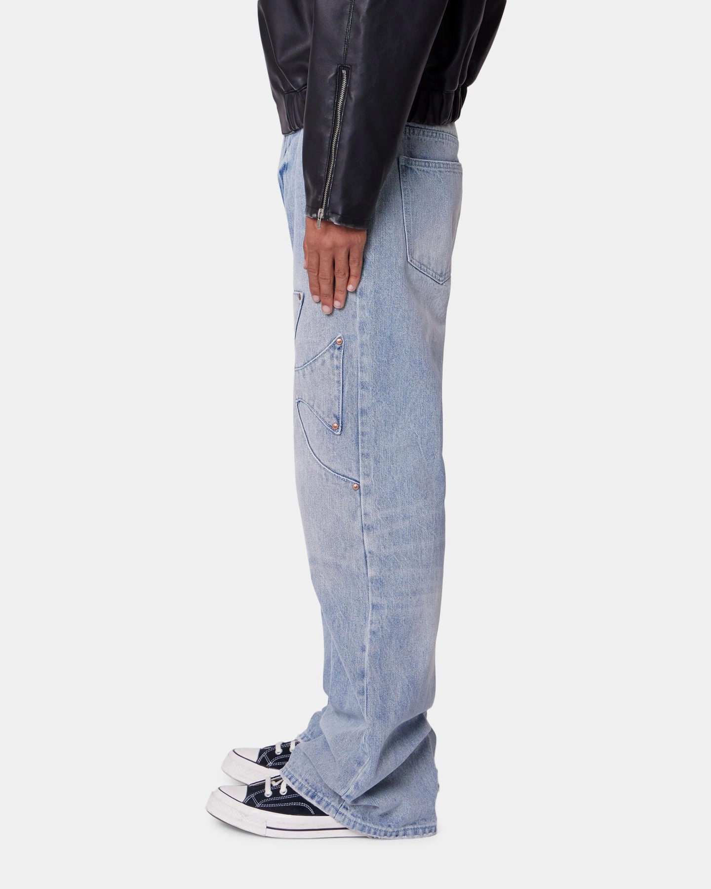 MNML Bootcut Iron Cross Jeans Blue Laser cut