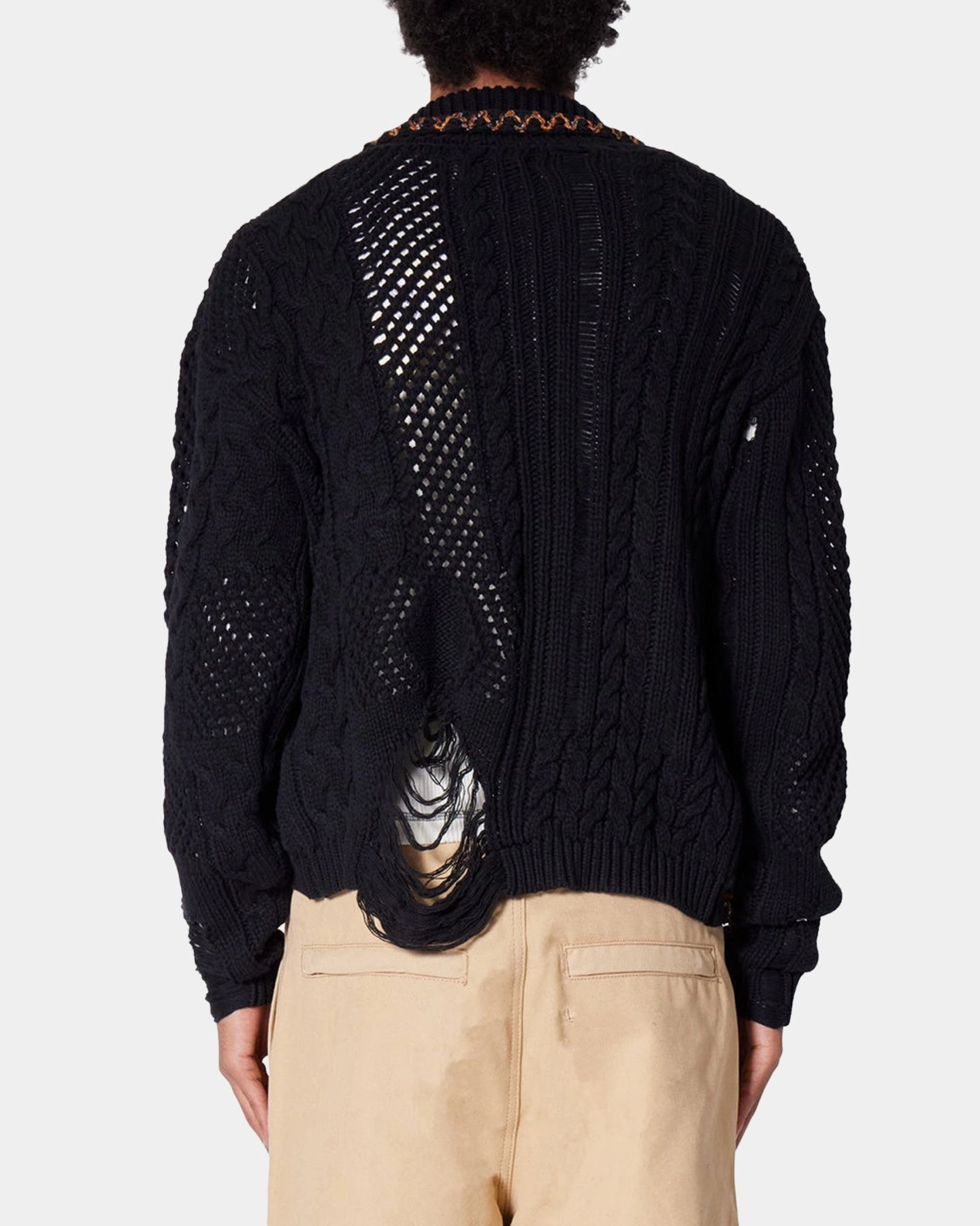 MNML Chunky Distressed Cardigan Black Stylish Tank TaglessComfort