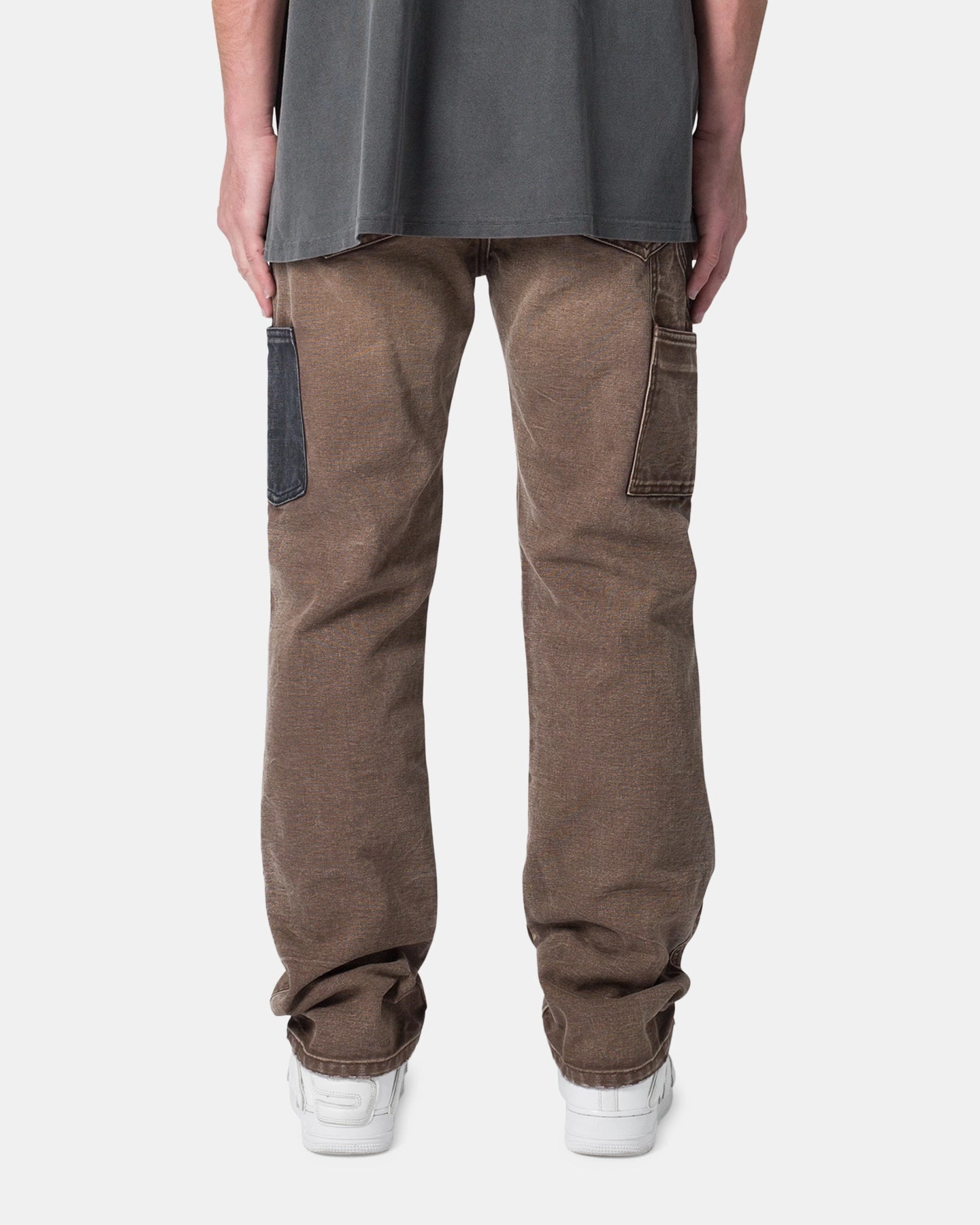 Ripstop Reinforcement MNML Contrast Double Knee Denim Jeans Brown