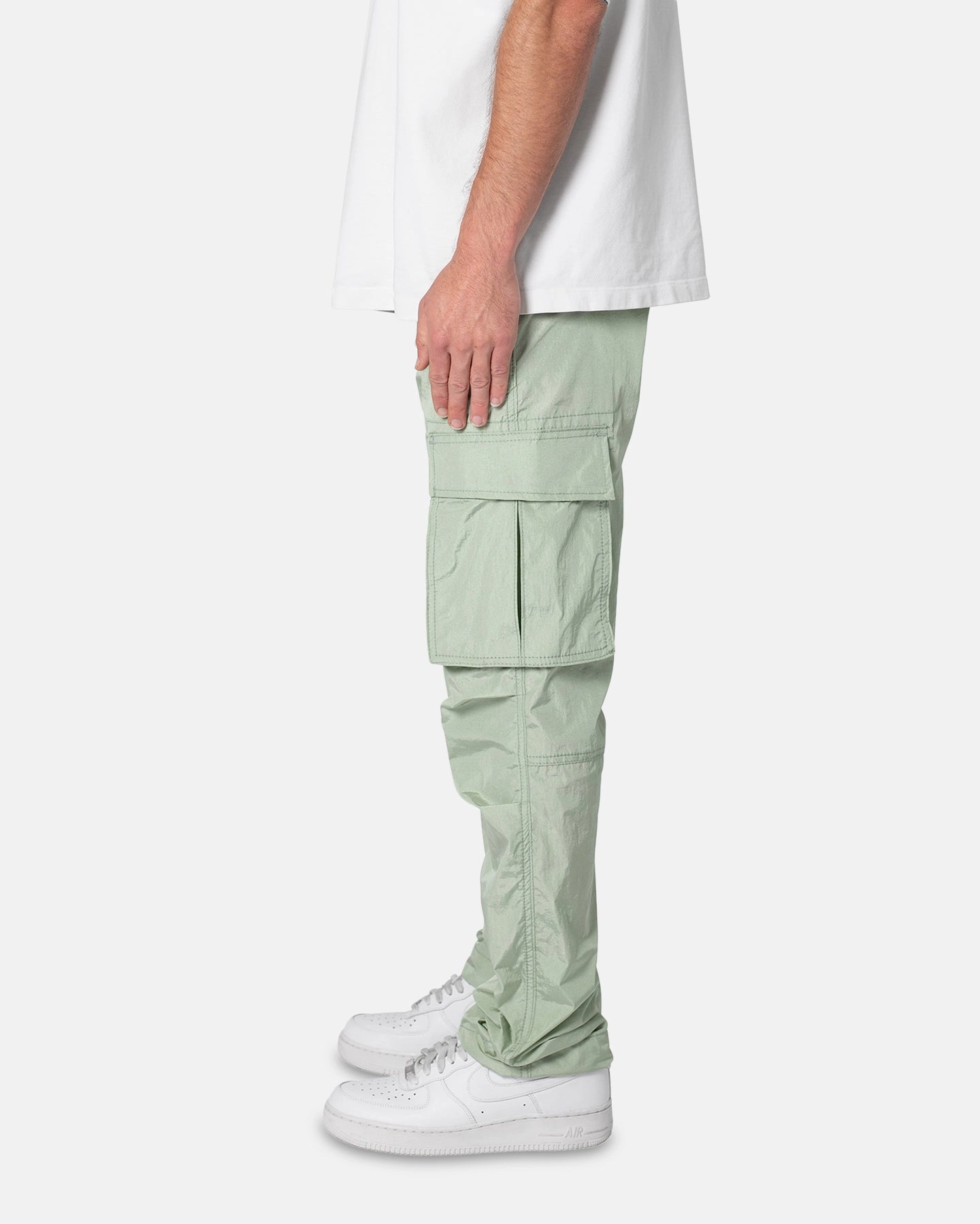 Unisex style MNML Crinkle Cargo Pants Green