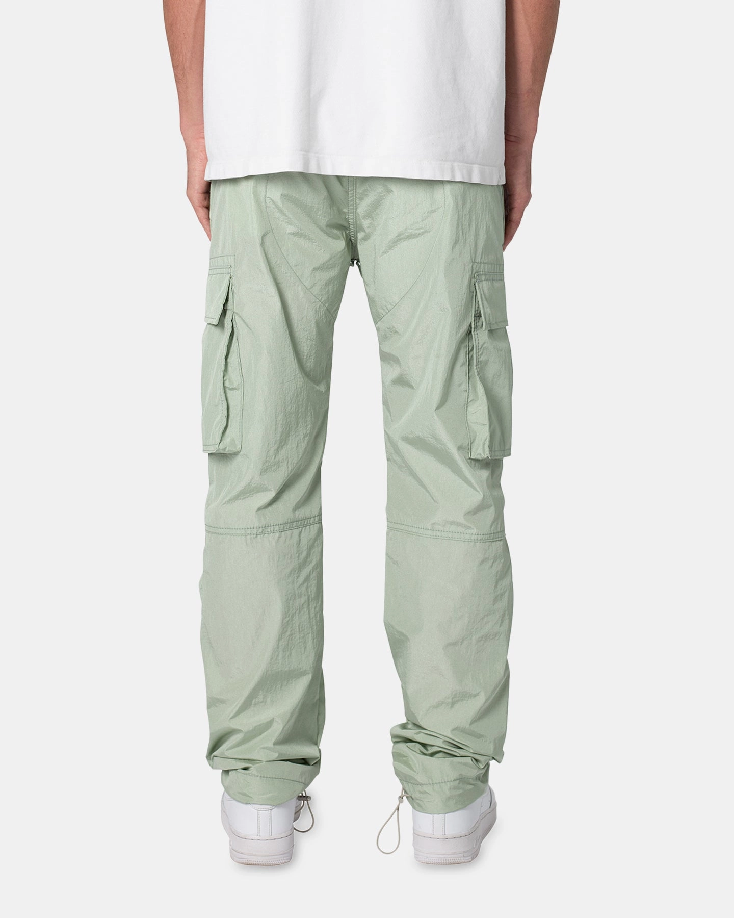 MNML Crinkle Cargo Pants Green AntiStaticFinish Softened Hem