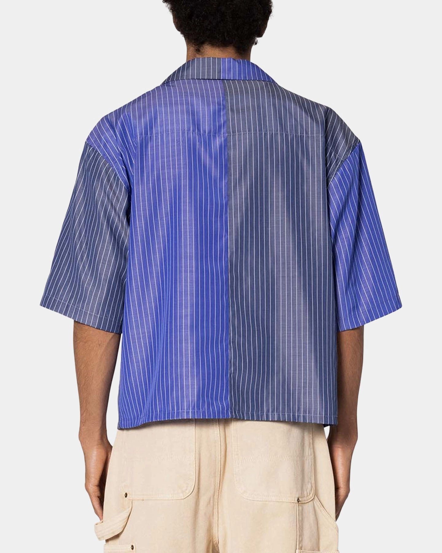 MNML Cropped Panel Stripe Shirt Blue VentilatedMeshPaneling Reinforced Shoulder Panels