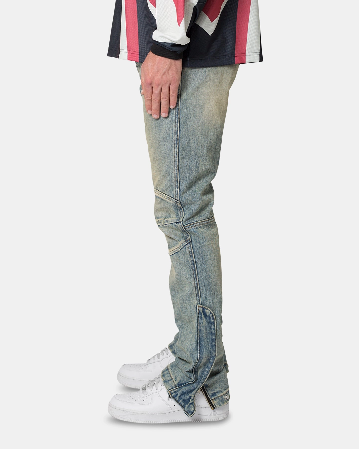 MNML D529 Moto Denim Jeans Vintage Blue Comfortable Stretch Water-resistant