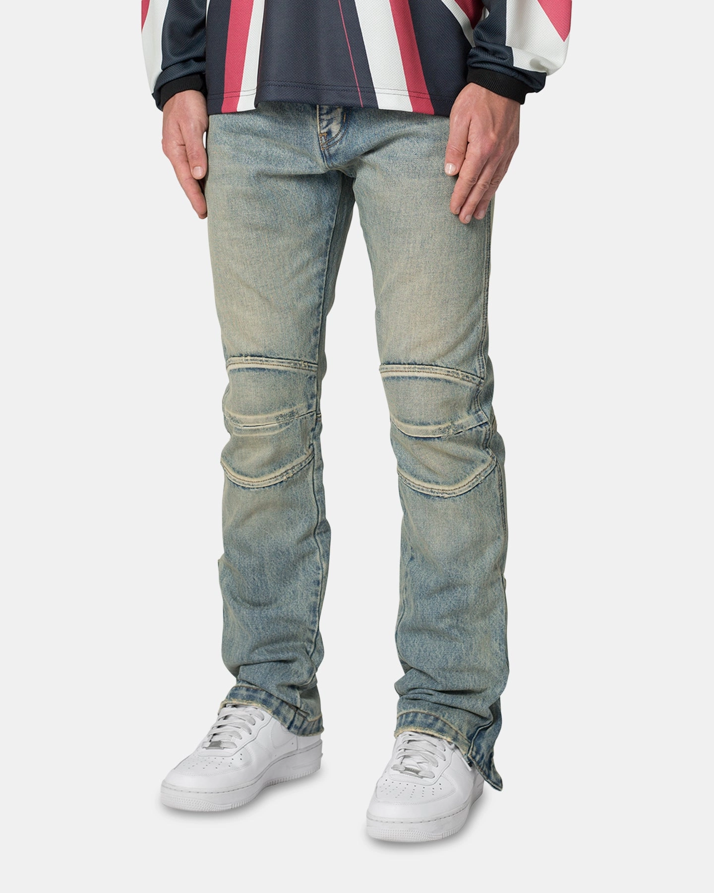 MNML D529 Moto Denim Jeans Vintage Blue Relaxed Lines