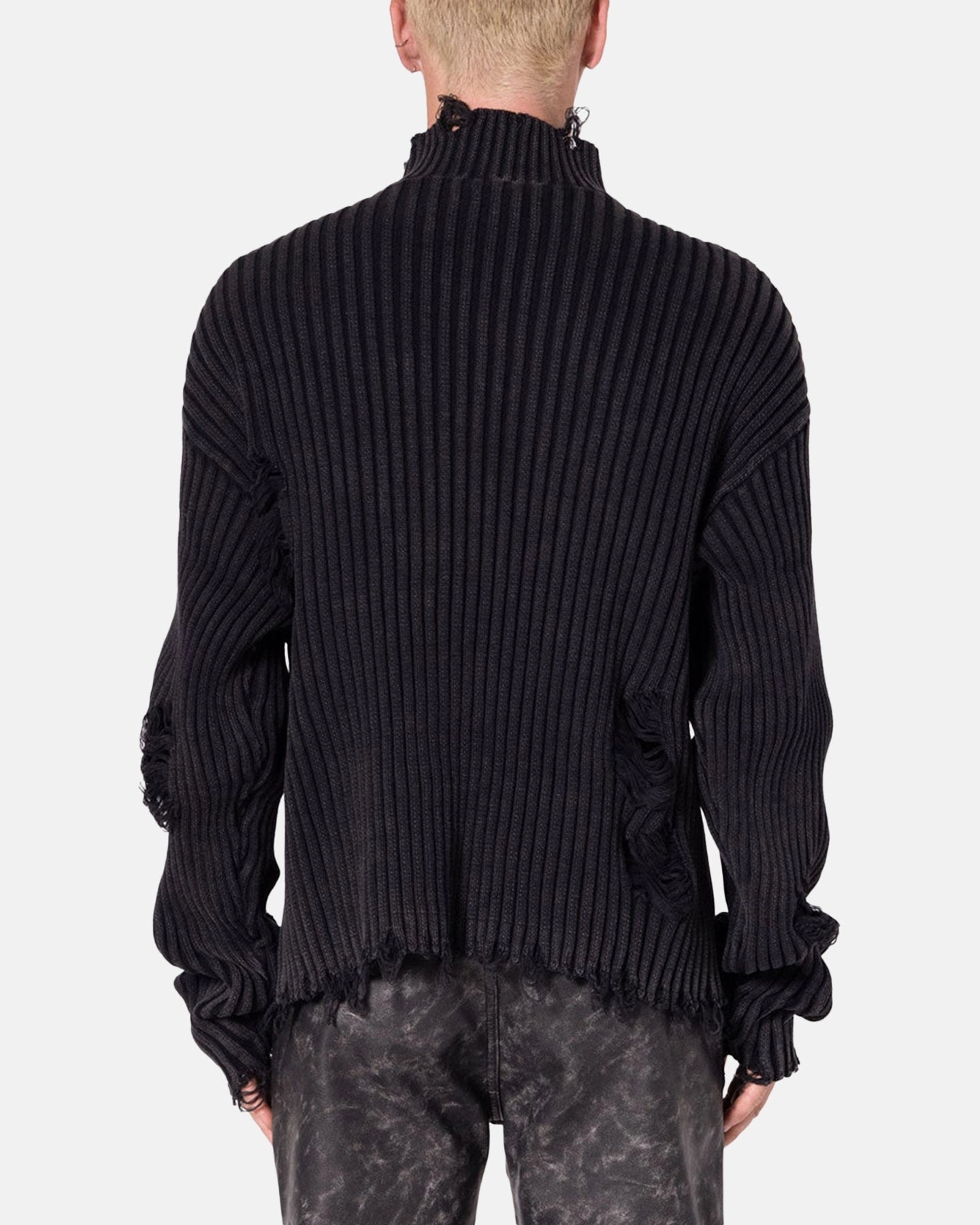 QuickDry Technology MNML Distressed Crop Knit Sweater Black