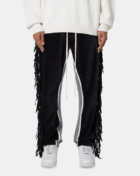 MNML Fringe Velour Sweatpants Black Sporty Look