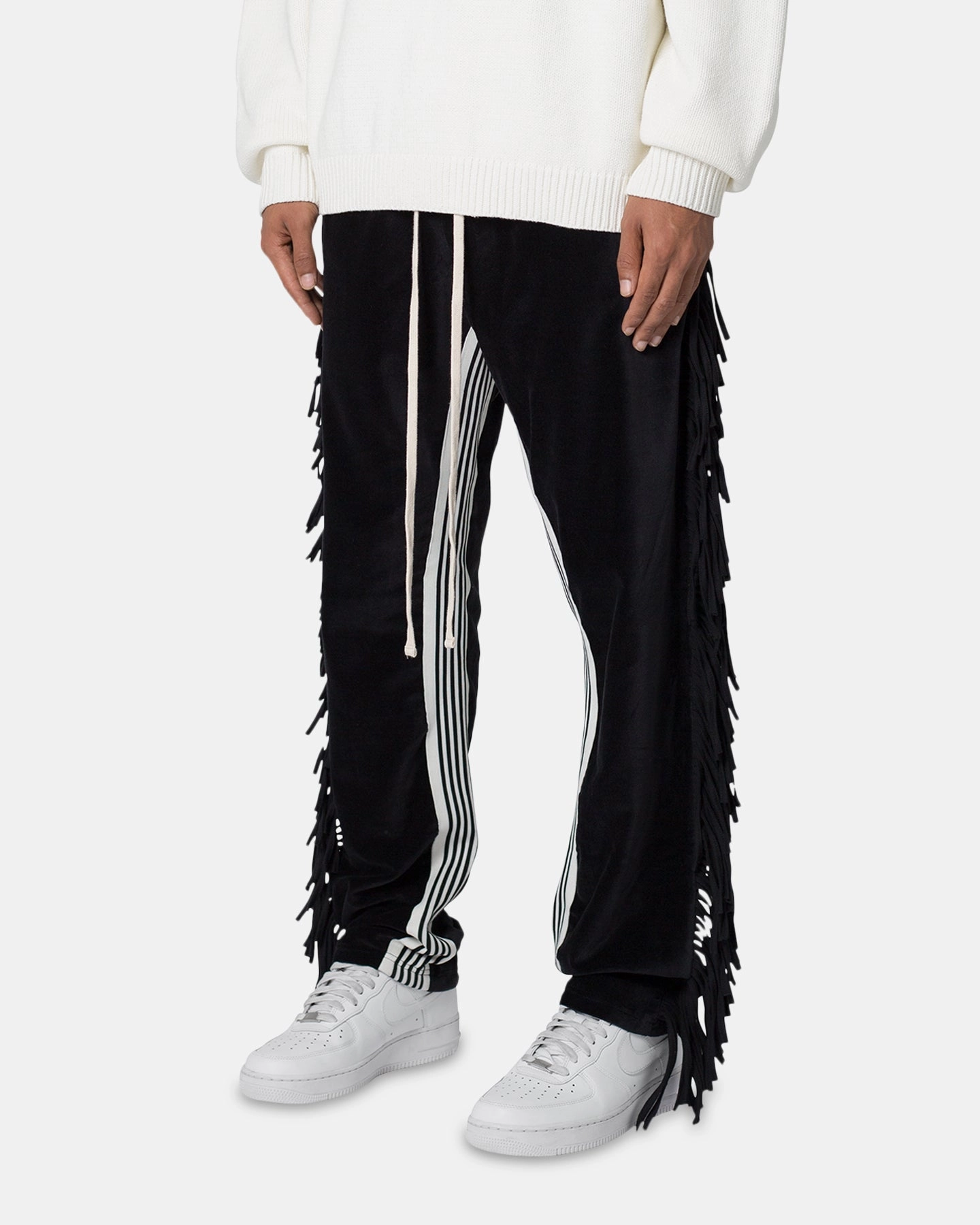 MNML Fringe Velour Sweatpants Black City Wear