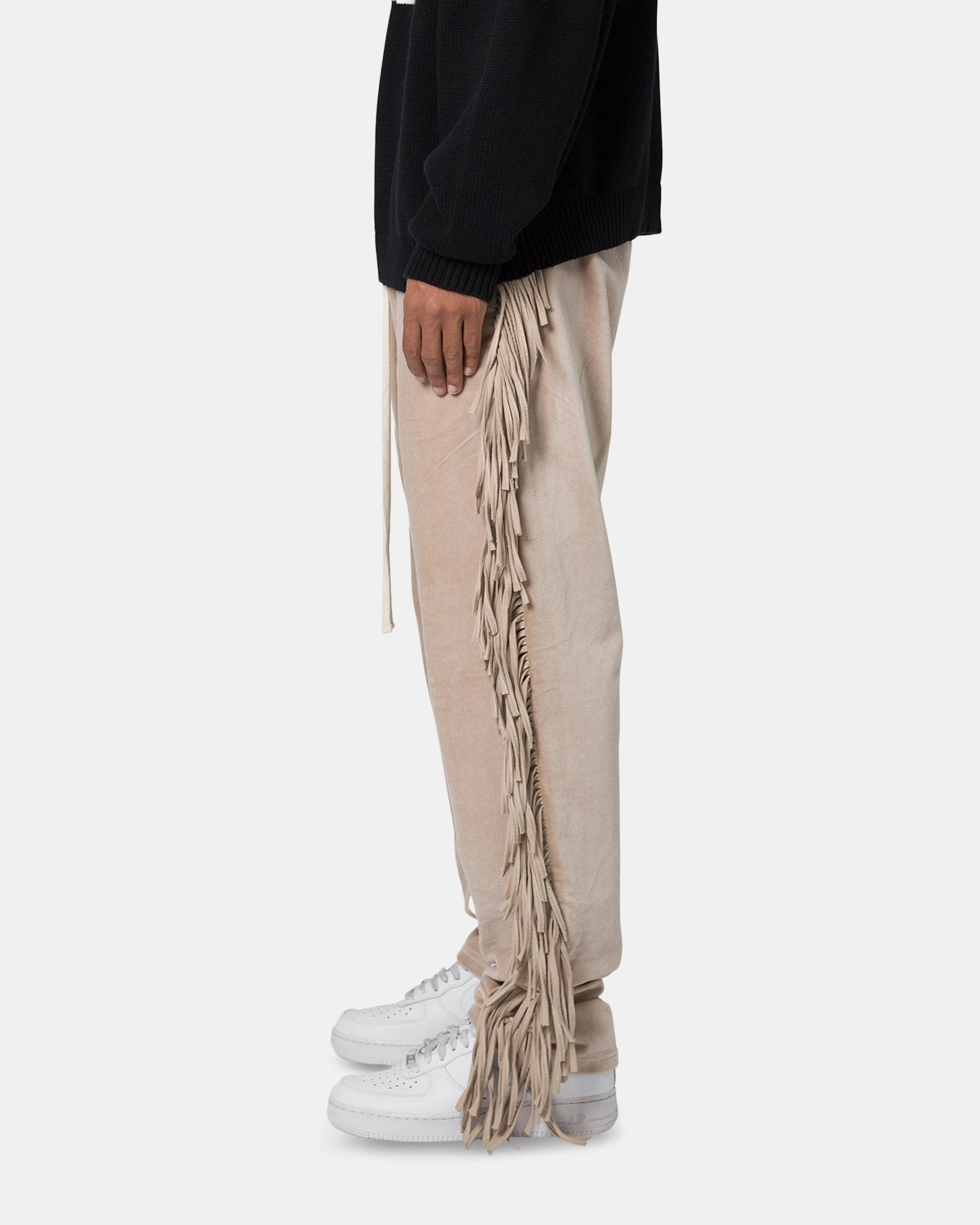 Tapered ankle Clean Finish MNML Fringe Velour Sweatpants Dust