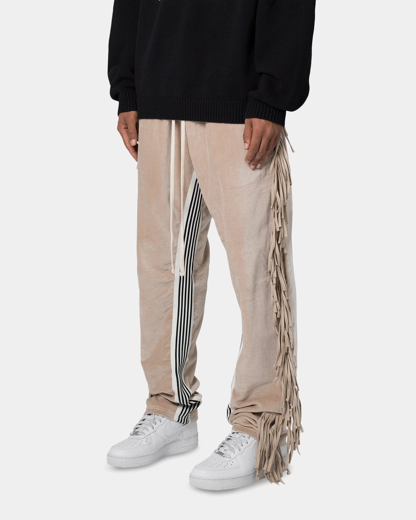Reflective details MNML Fringe Velour Sweatpants Dust