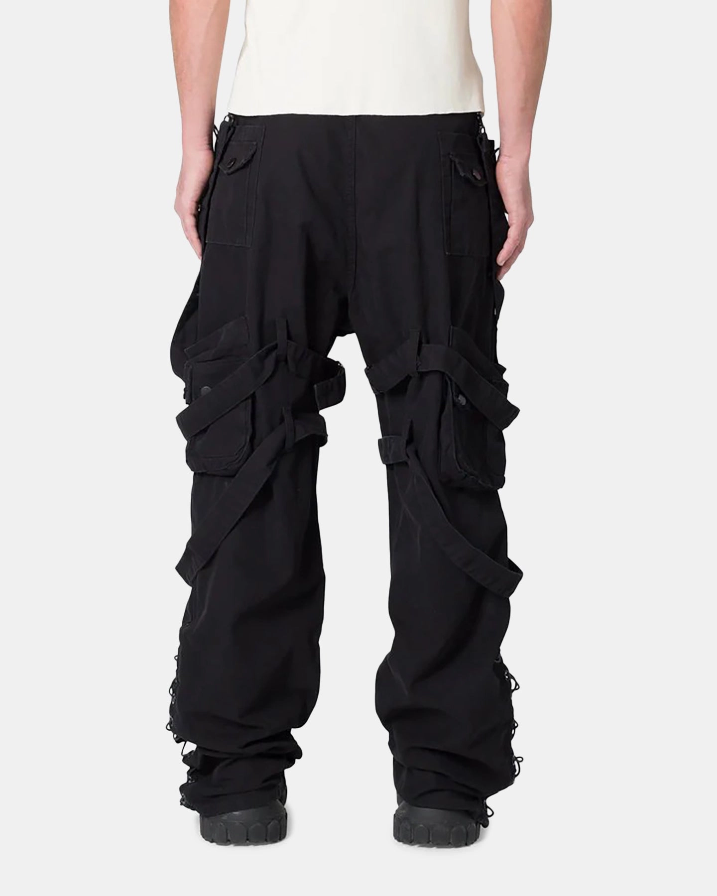 Snag Free Fabric Sport Comfort MNML Laced Up Ready Cargo Pants Black