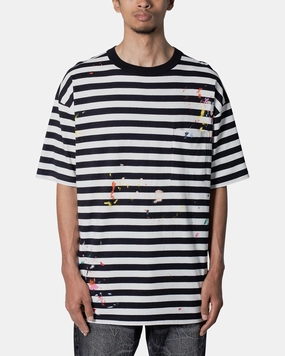 Soft Brushed Finish LongSleeve MNML Paint Splatter T-Shirt Black/White