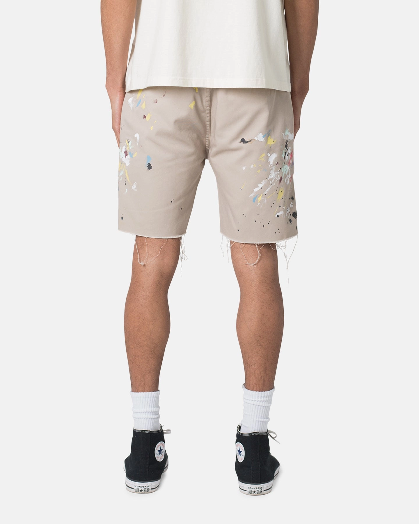MNML Paint Twill Shorts Khaki Softened Hem