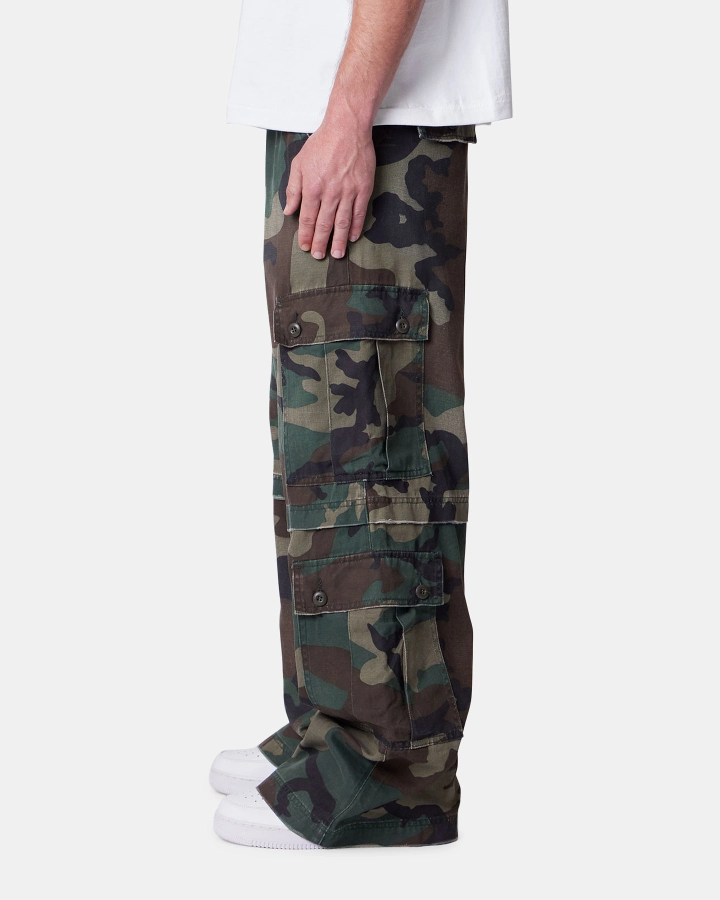 Chill Fit Everyday Essential MNML Rave Distressed Cargo Pants Distressed Camo