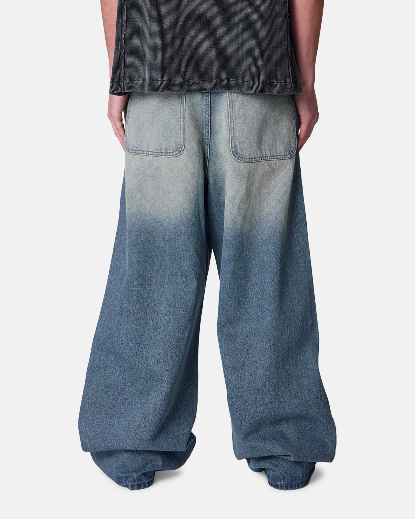 MNML Rave Washed Jeans Medium Blue HiddenDrawcord Wrinkle resistant fabric