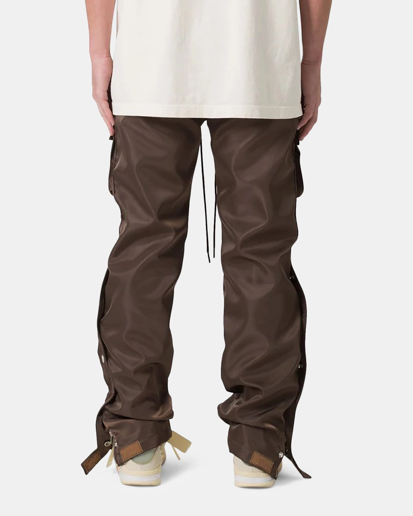Barrel Waist MNML Snap Front Cargo Pants Brown
