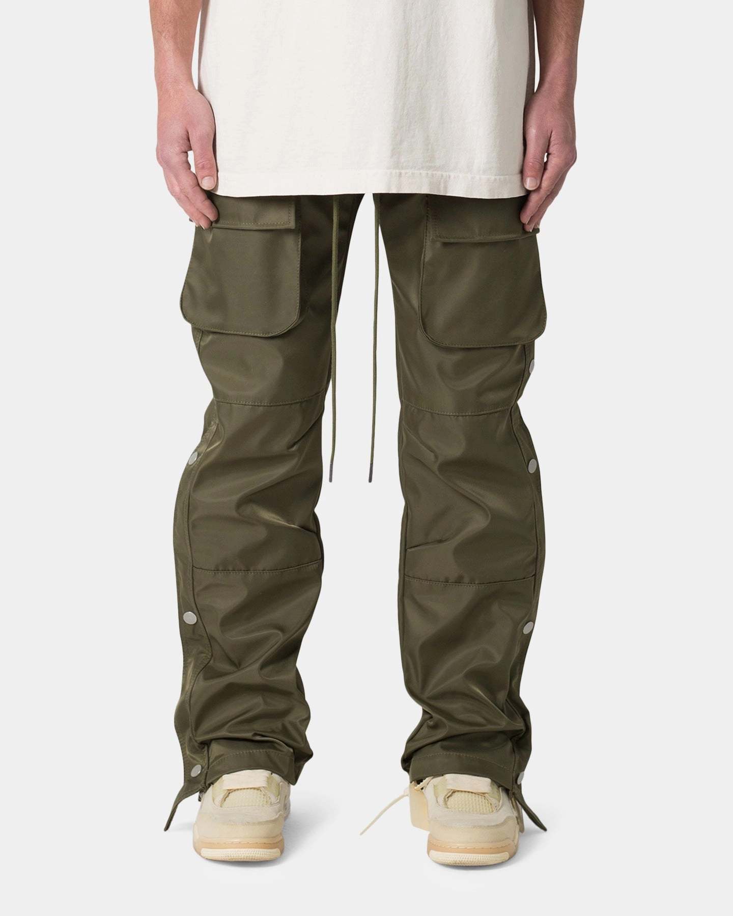 Reflective accents Light Stretch MNML Snap Front Cargo Pants Olive