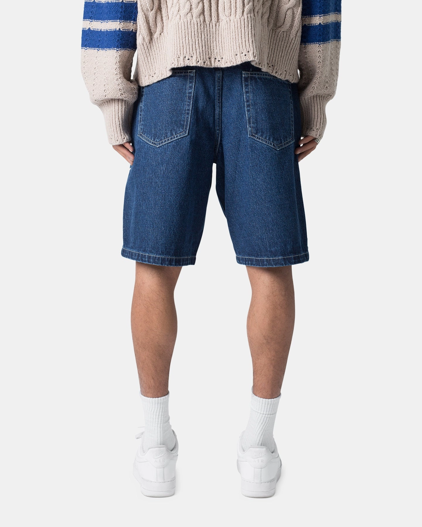 Sustainable Fabric MNML Studded Denim Shorts Blue