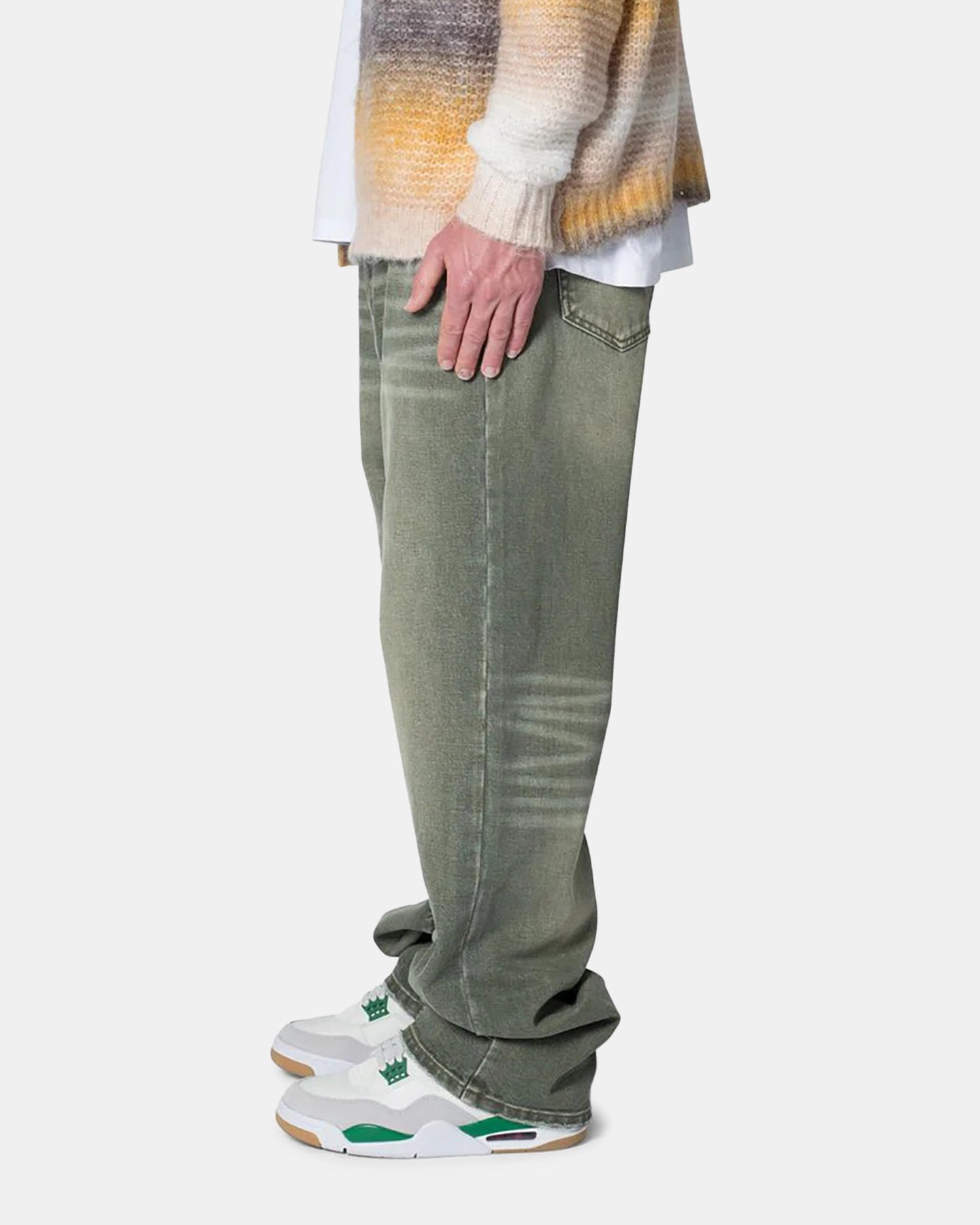 Stain Resistant MNML Ultra Baggy Grinded Moss Denim Jeans Moss
