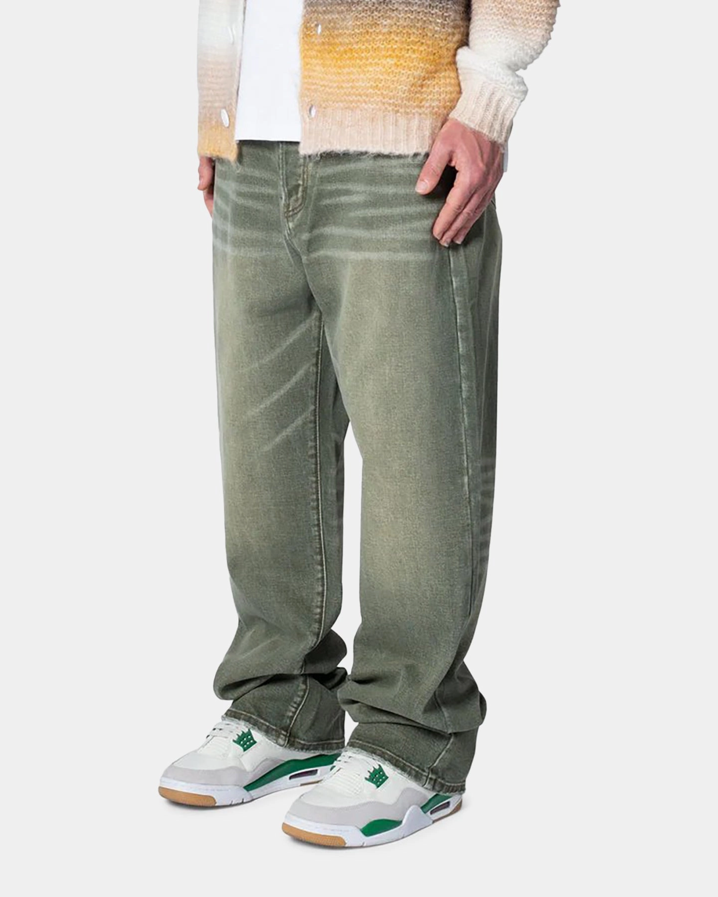 OdorResistantFinish MNML Ultra Baggy Grinded Moss Denim Jeans Moss
