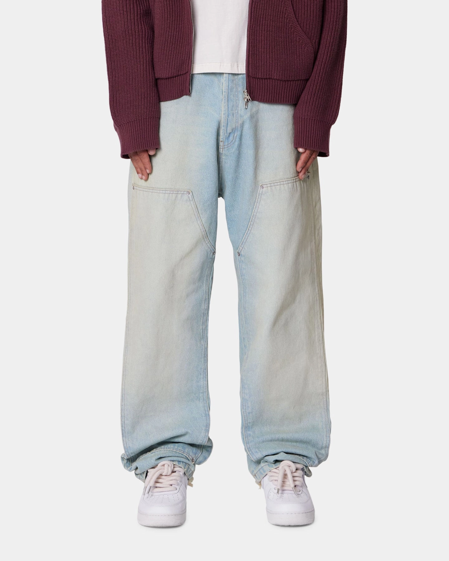 MNML Ultra Baggy Western Jeans Washed Blue Durable Fabric