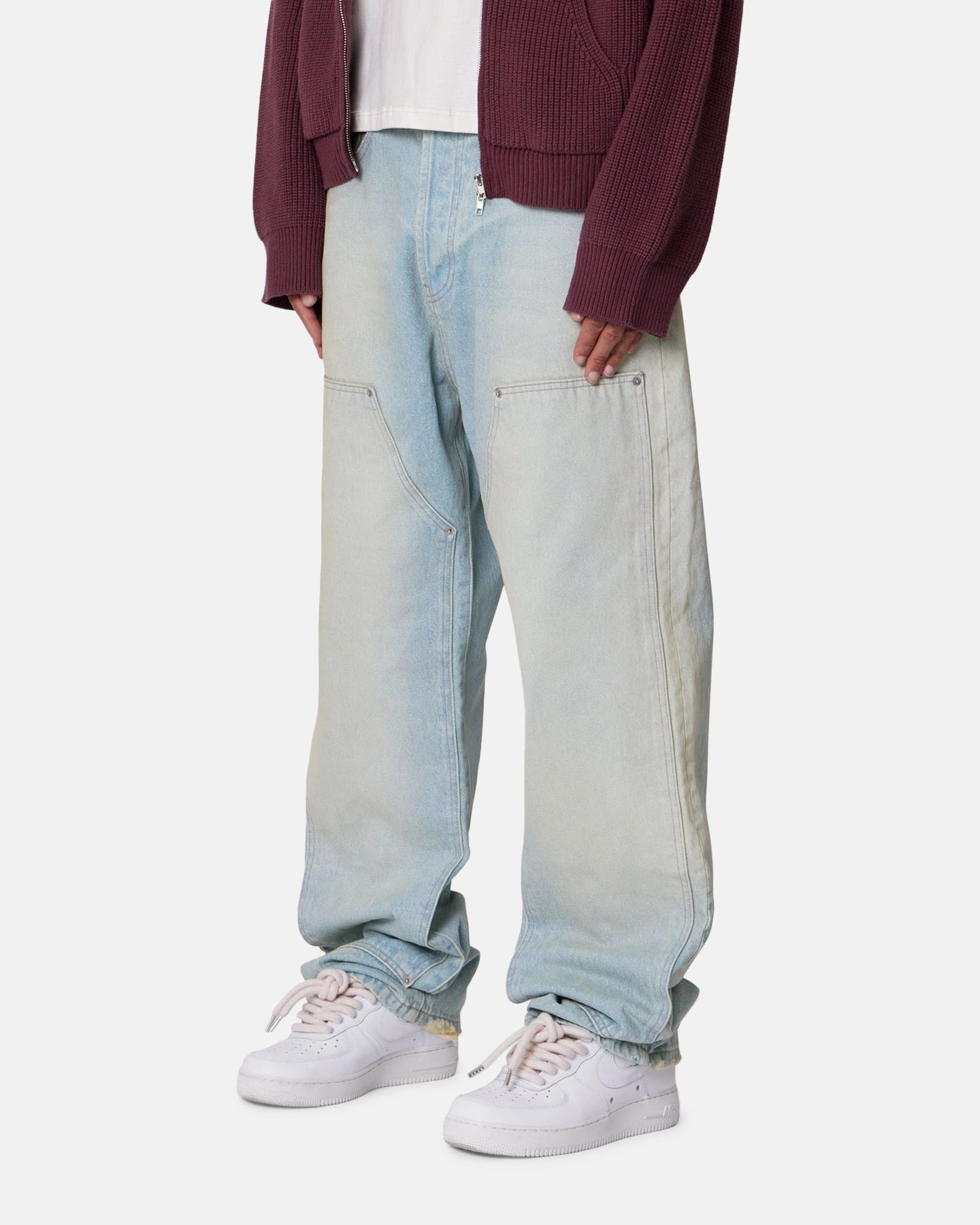 Trendy Layering Casual Performance MNML Ultra Baggy Western Jeans Washed Blue