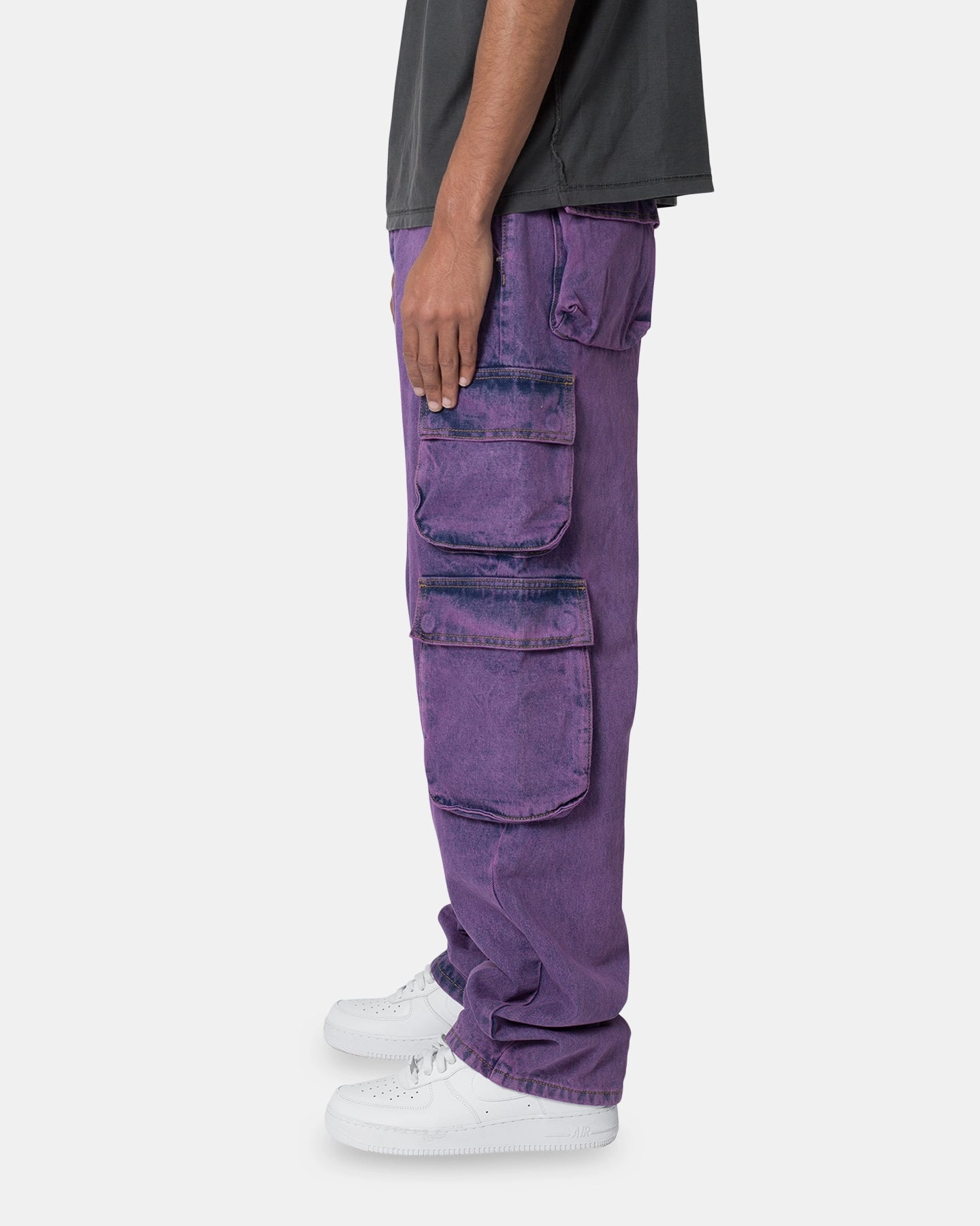 MNML V580 Baggy Cargo Pants Purple NoiseReducingFabric All-Day Wear