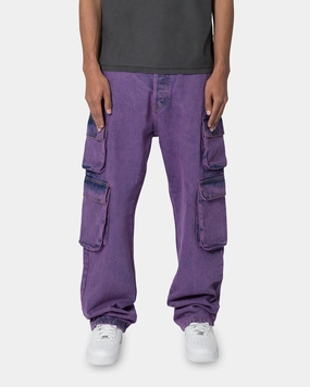 Casual Stretch Wear TailoredSilhouette MNML V580 Baggy Cargo Pants Purple