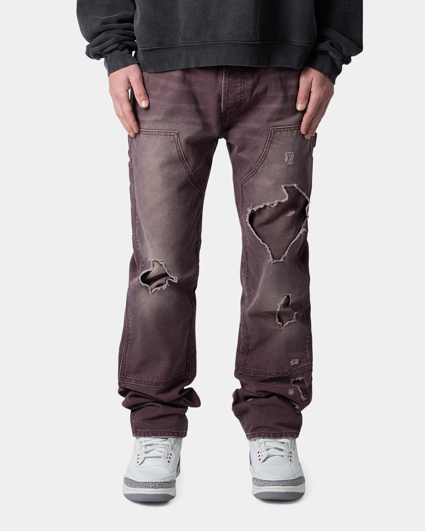MNML V602 Thrashed Carpenter Pants Brown Minimal Vibe Casual Comfort Layers
