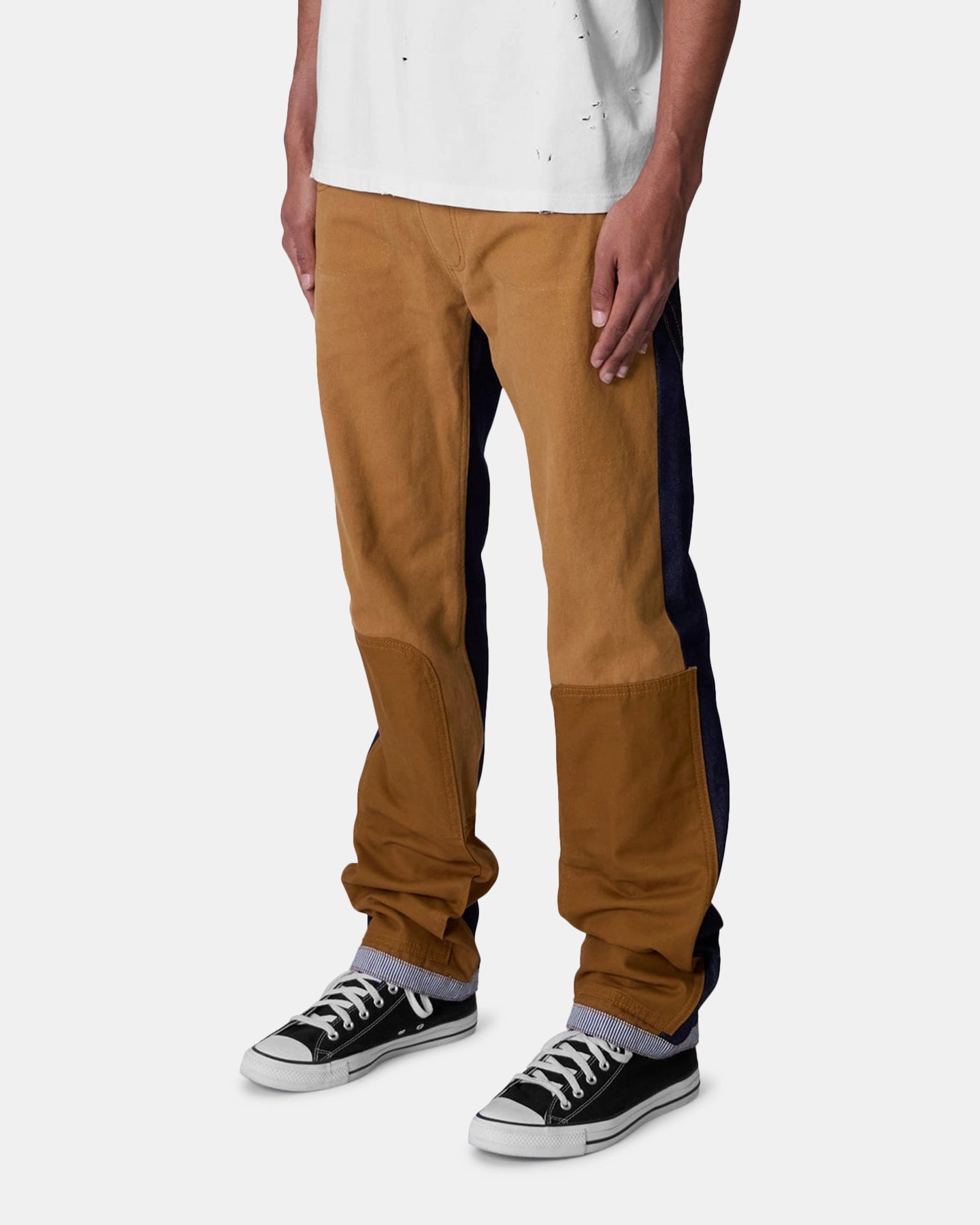 MNML V727 Mixed Canvas Baggy Denim Jeans Multi Side Pockets Active Design