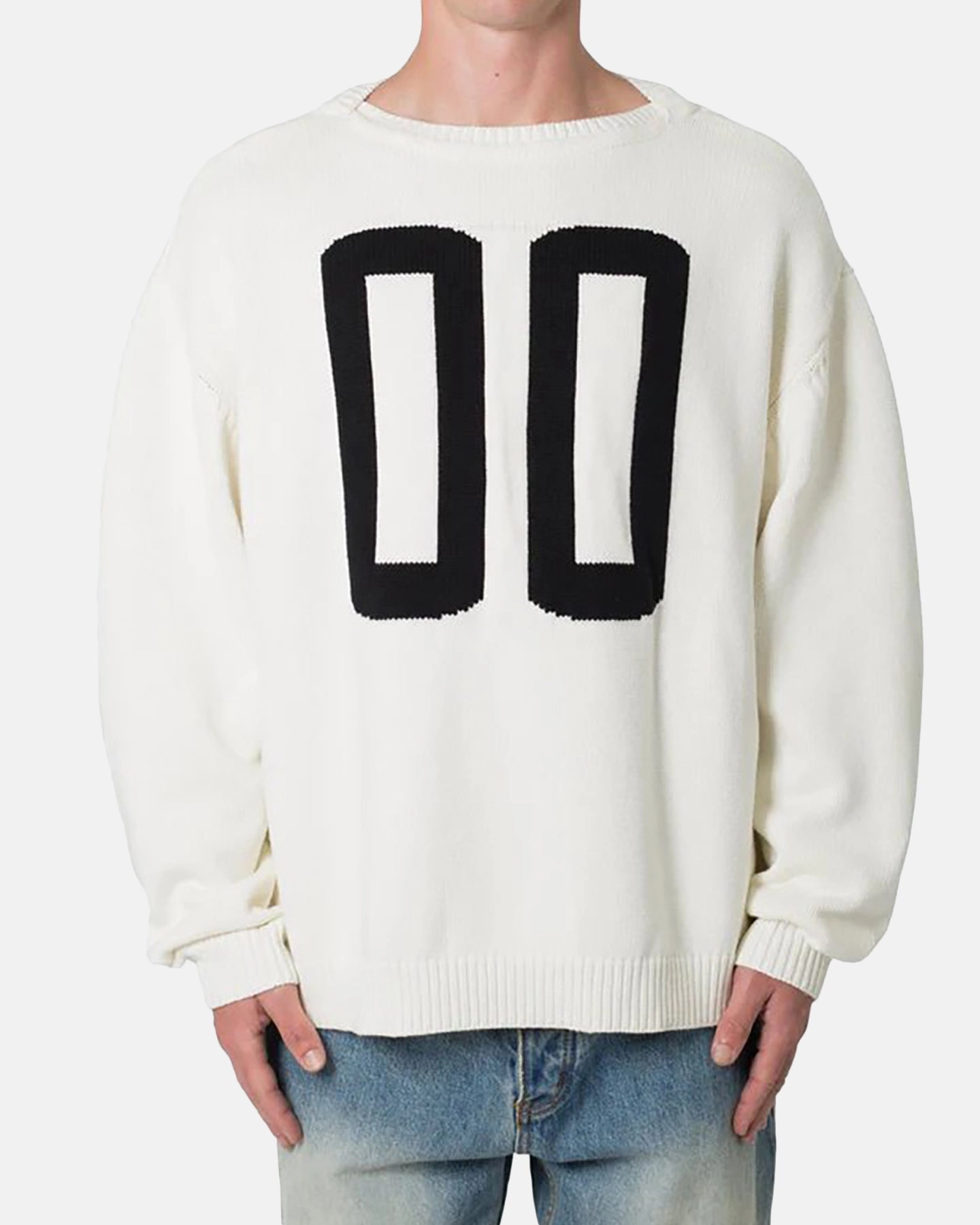 AbrasionResistant Finish MNML Varsity Knit Sweater Off White